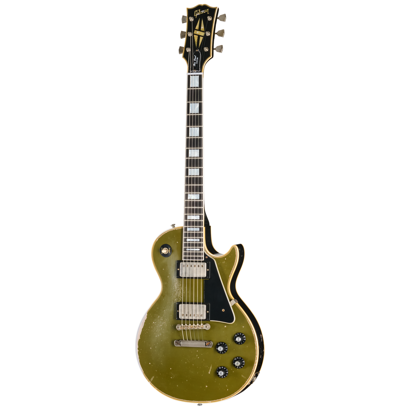 Pre-Order Gibson Custom 68 Les Paul Custom - Olive Drab Top with Black Back Heavy Aged with Hardshell Case