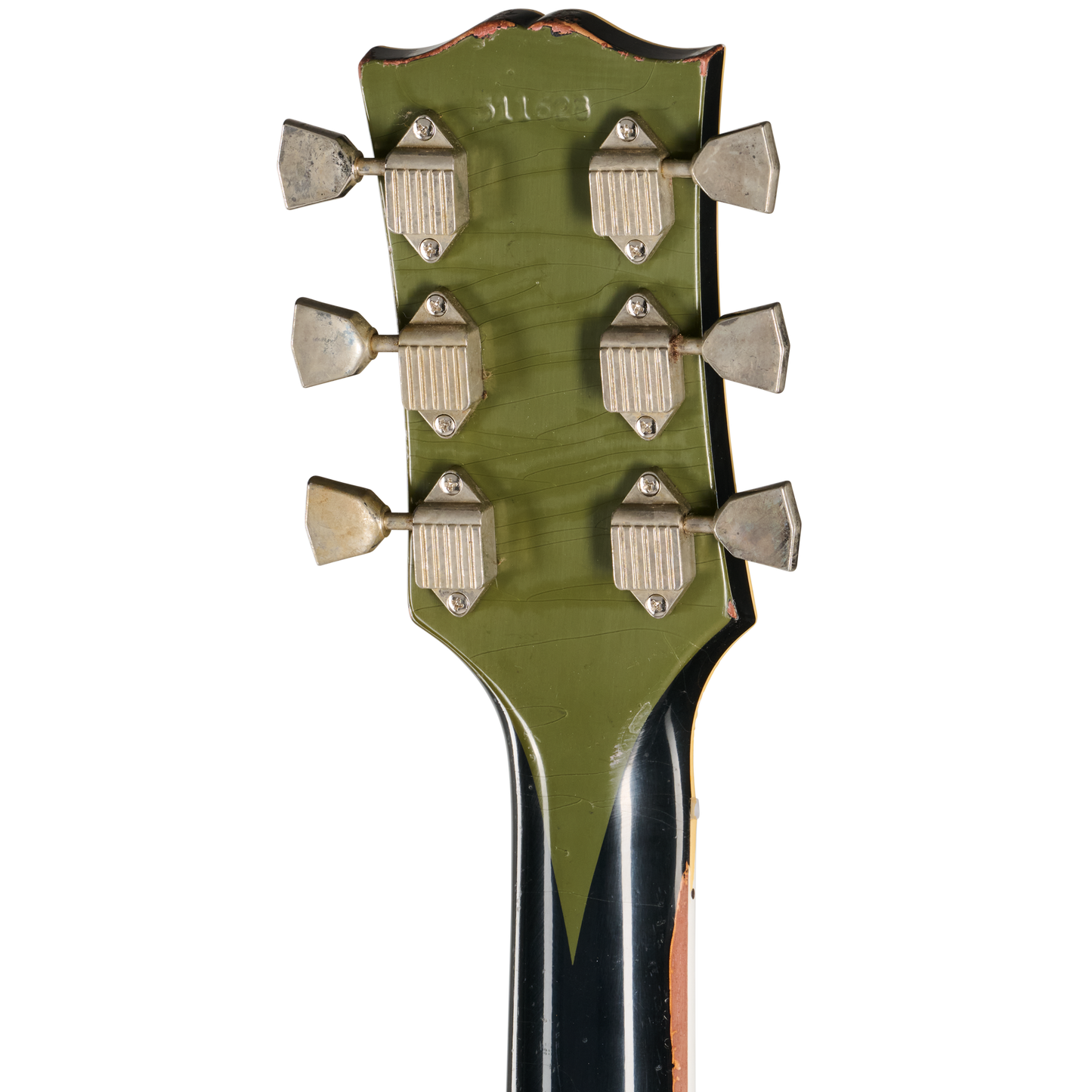 Pre-Order Gibson Custom 68 Les Paul Custom - Olive Drab Top with Black Back Heavy Aged with Hardshell Case