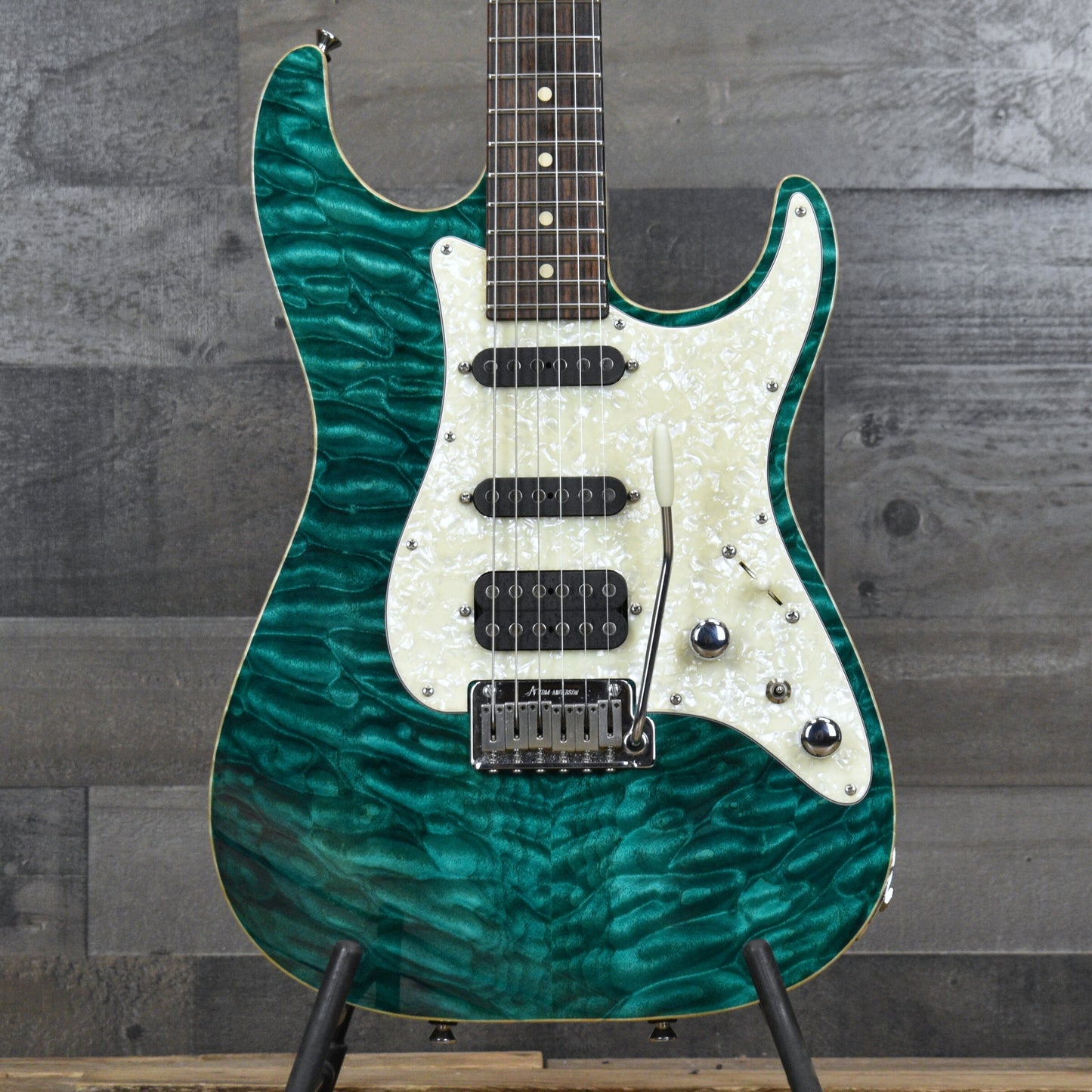 Pre-Owned 2008 Tom Anderson Hollow Drop Classic HSS Quilt Top - Trans Teal with Hard Case