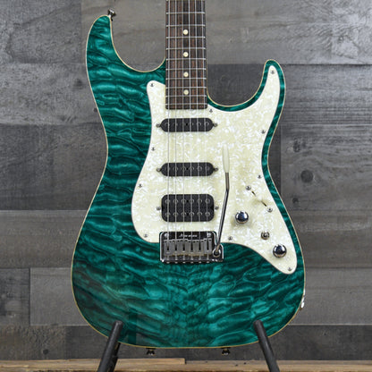 Pre-Owned 2008 Tom Anderson Hollow Drop Classic HSS Quilt Top - Trans Teal with Hard Case