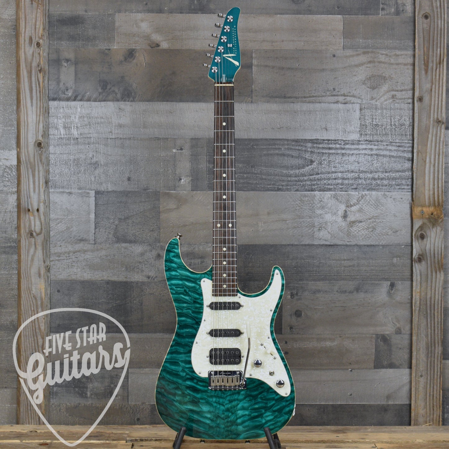 Pre-Owned 2008 Tom Anderson Hollow Drop Classic HSS Quilt Top - Trans Teal with Hard Case
