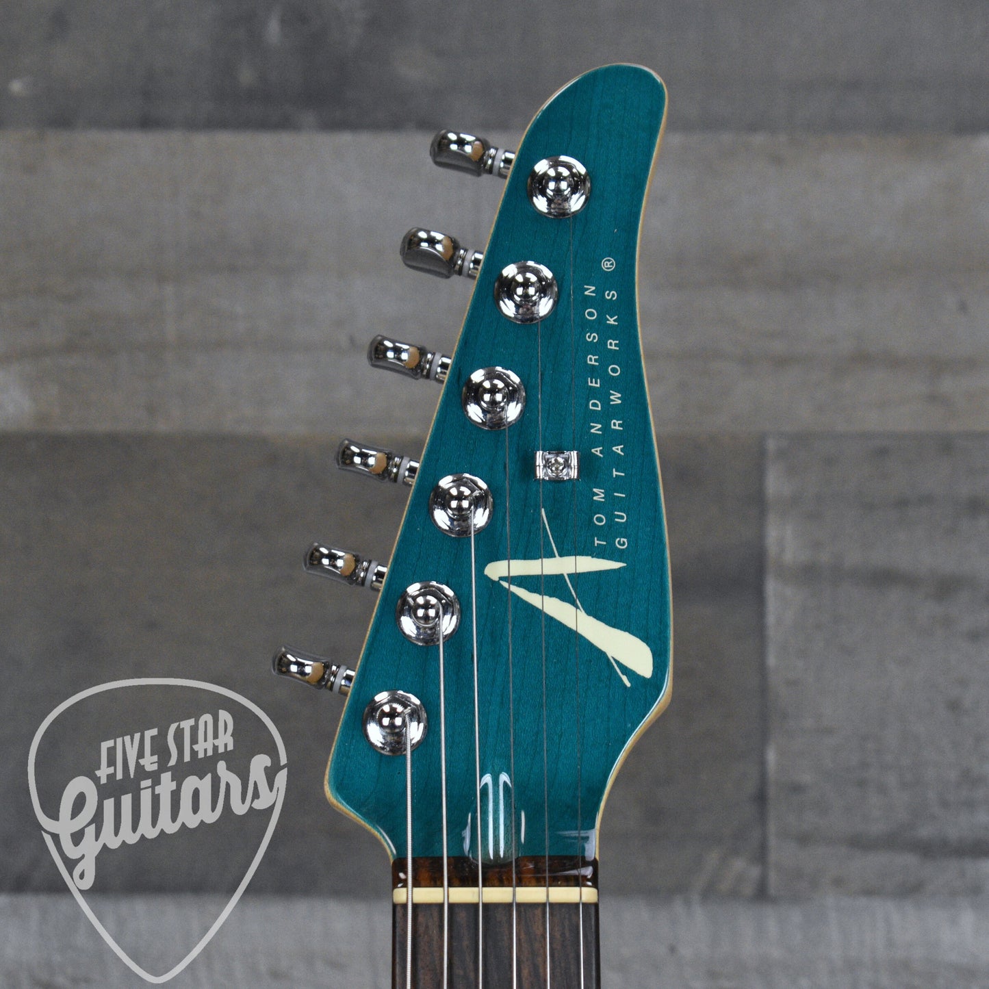 Pre-Owned 2008 Tom Anderson Hollow Drop Classic HSS Quilt Top - Trans Teal with Hard Case