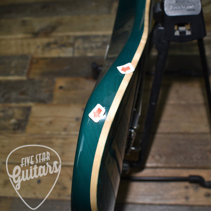 Pre-Owned 2008 Tom Anderson Hollow Drop Classic HSS Quilt Top - Trans Teal with Hard Case