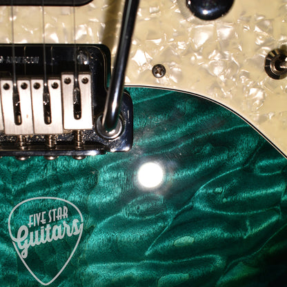 Pre-Owned 2008 Tom Anderson Hollow Drop Classic HSS Quilt Top - Trans Teal with Hard Case