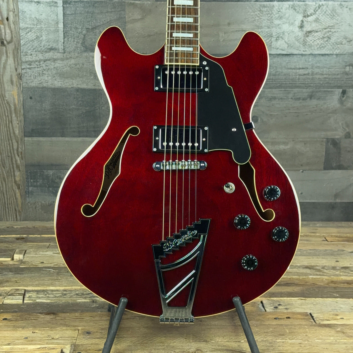 Pre-Owned D'Angelico Premier DC with Stairstep Tailpiece - Trans Wine with Gig Bag