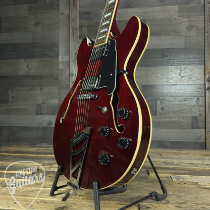 Pre-Owned D'Angelico Premier DC with Stairstep Tailpiece - Trans Wine with Gig Bag