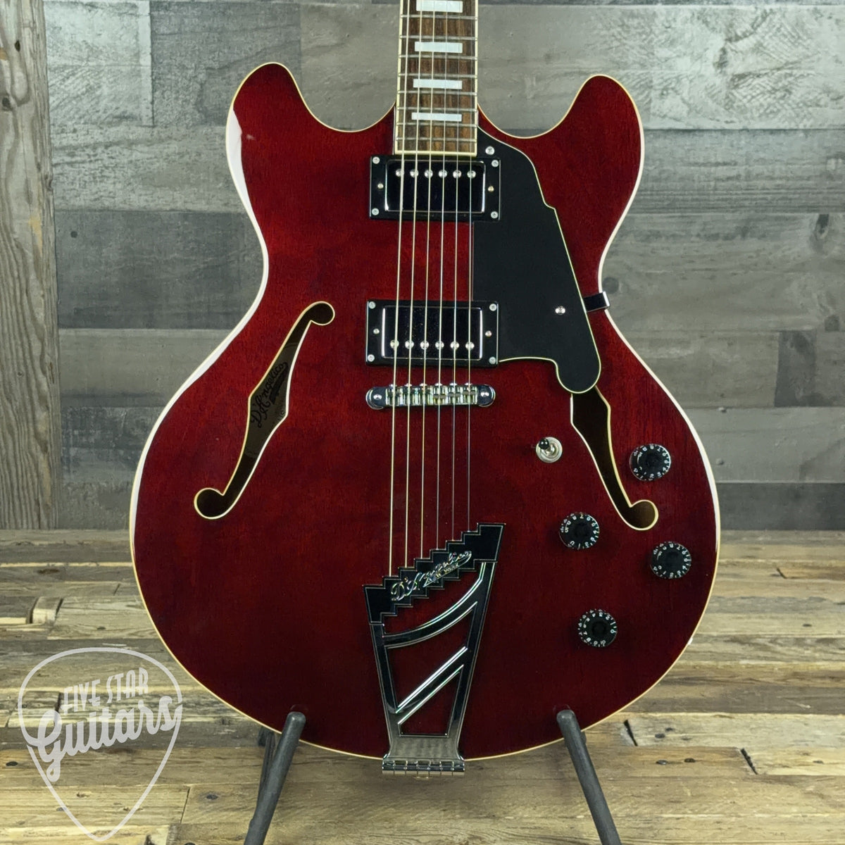 Pre-Owned D'Angelico Premier DC with Stairstep Tailpiece - Trans Wine with Gig Bag