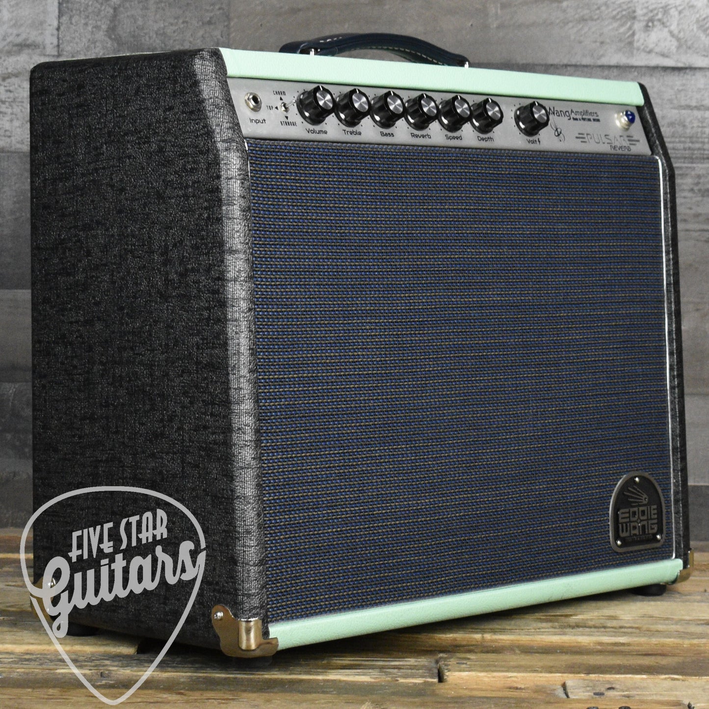 Pre-Owned Eddie Wang Pulsar Reverb--Moonlit Black/Surf Green with Cover and Footswitch