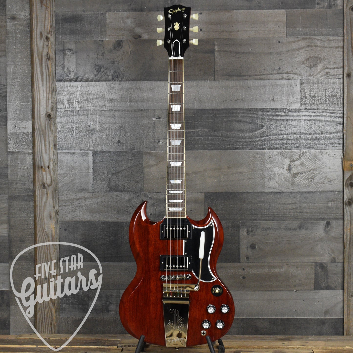 Pre-Owned Epiphone 1964 SG Standard Maestro Vibrola Reissue - Cherry Red with Hardshell Case