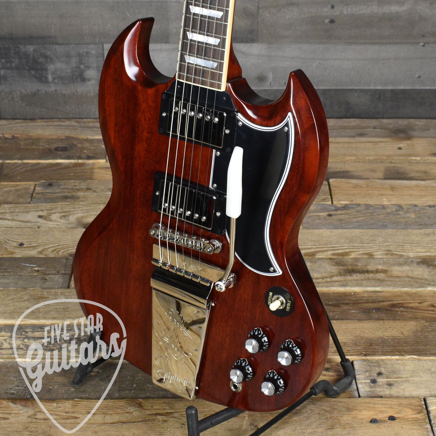 Pre-Owned Epiphone 1964 SG Standard Maestro Vibrola Reissue - Cherry Red with Hardshell Case