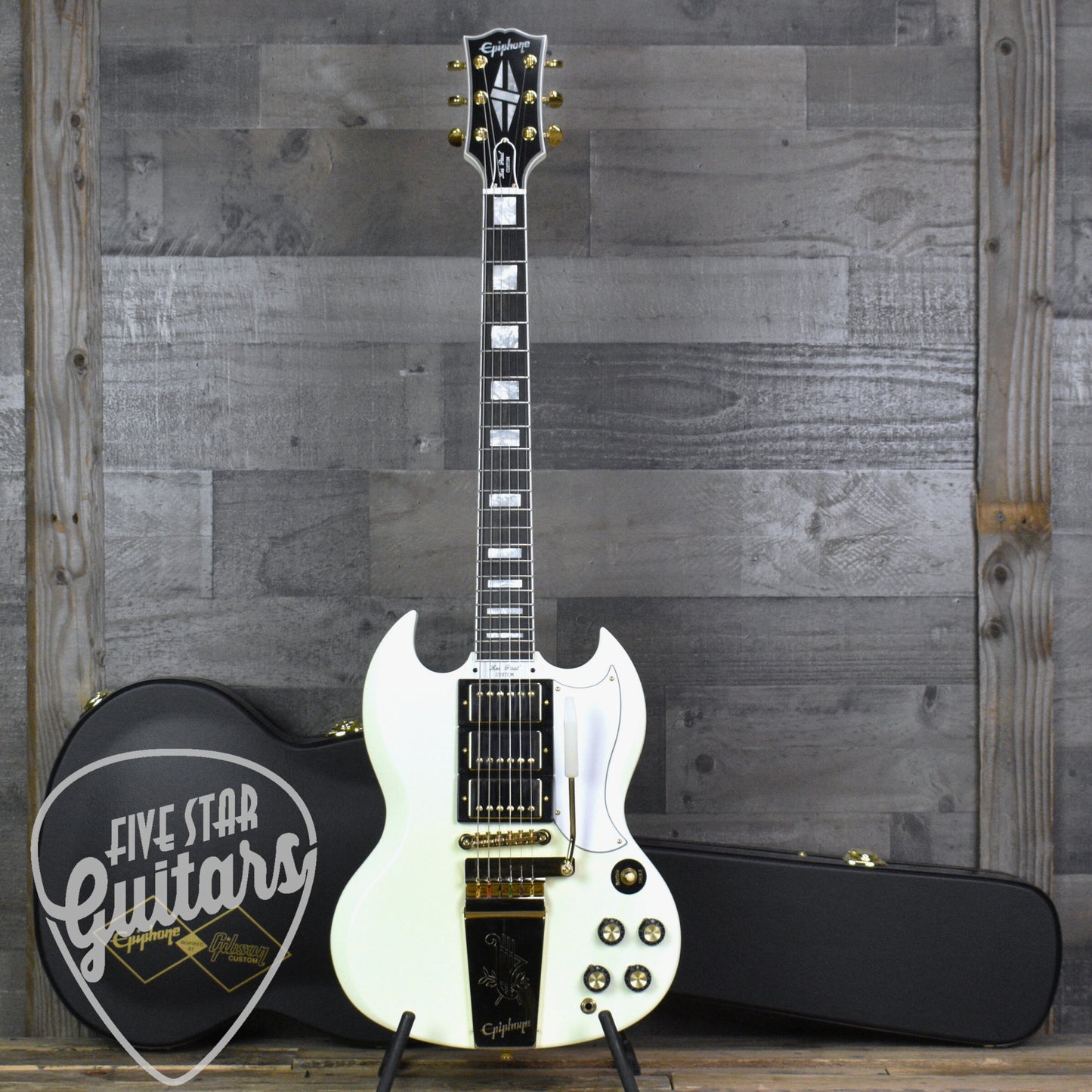 Pre-Owned Epiphone '63 Les Paul SG Custom with Maestro Vibrola - Classic White with Hard Shell Case