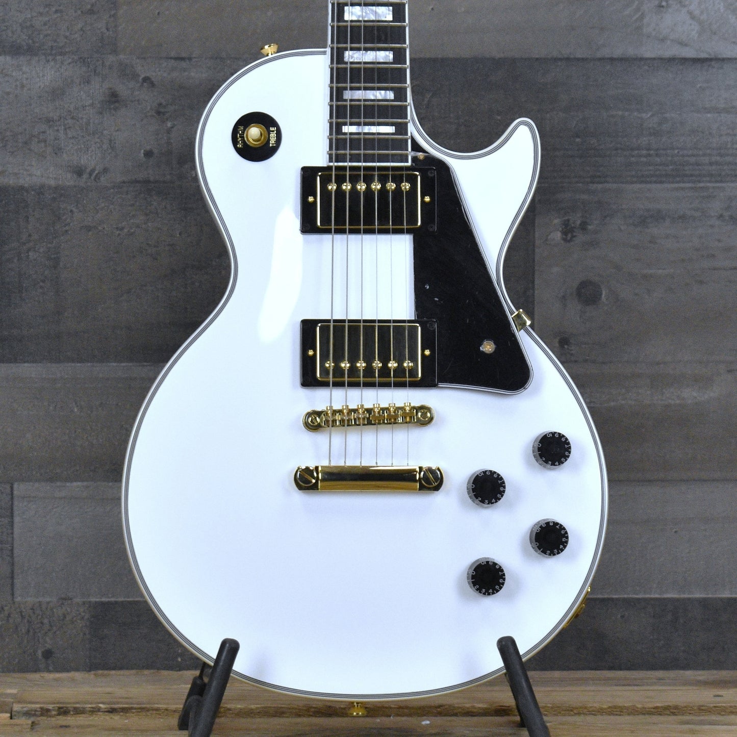Pre-Owned Epiphone Inspired by Gibson Custom Les Paul Custom - Alpine White with Hard Shell Case