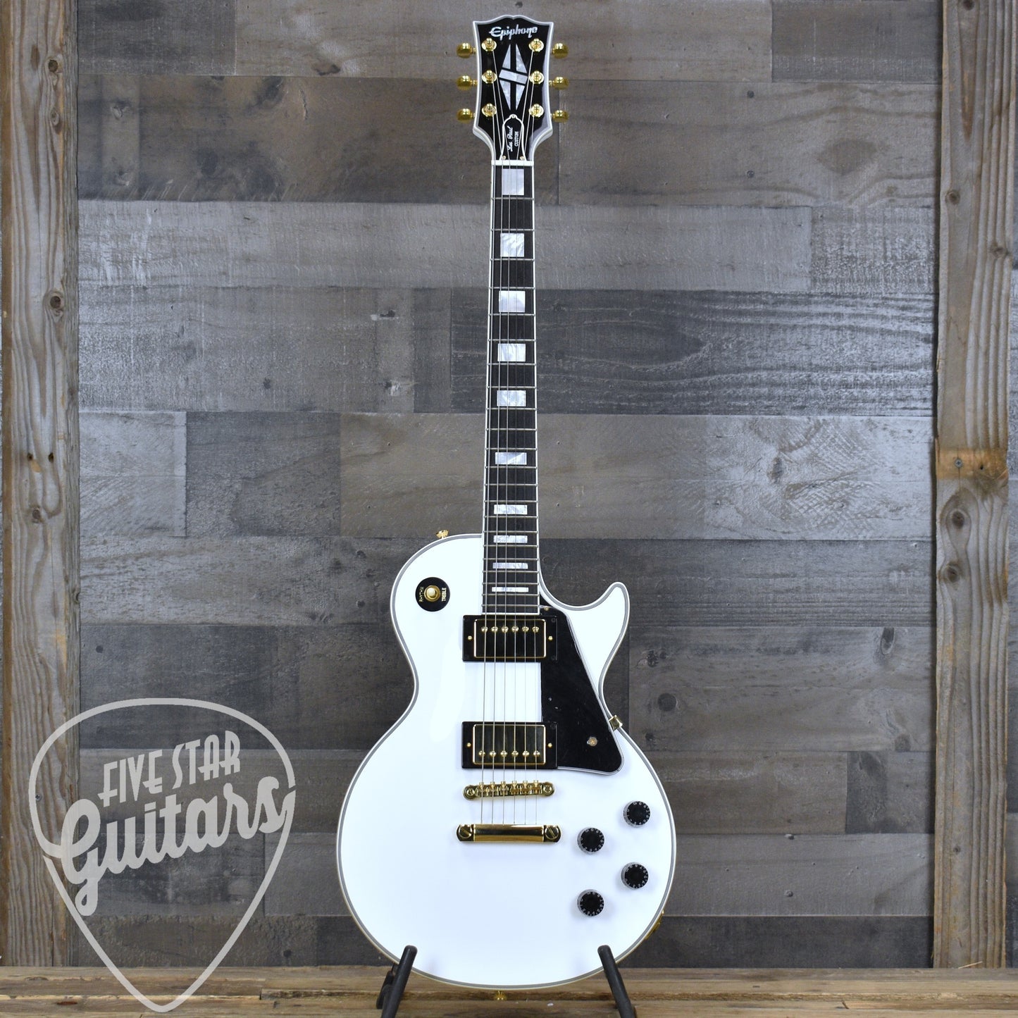 Pre-Owned Epiphone Inspired by Gibson Custom Les Paul Custom - Alpine White with Hard Shell Case