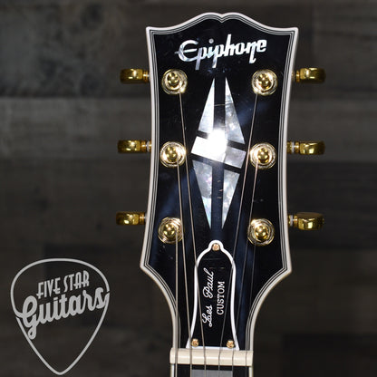 Pre-Owned Epiphone Inspired by Gibson Custom Les Paul Custom - Alpine White with Hard Shell Case