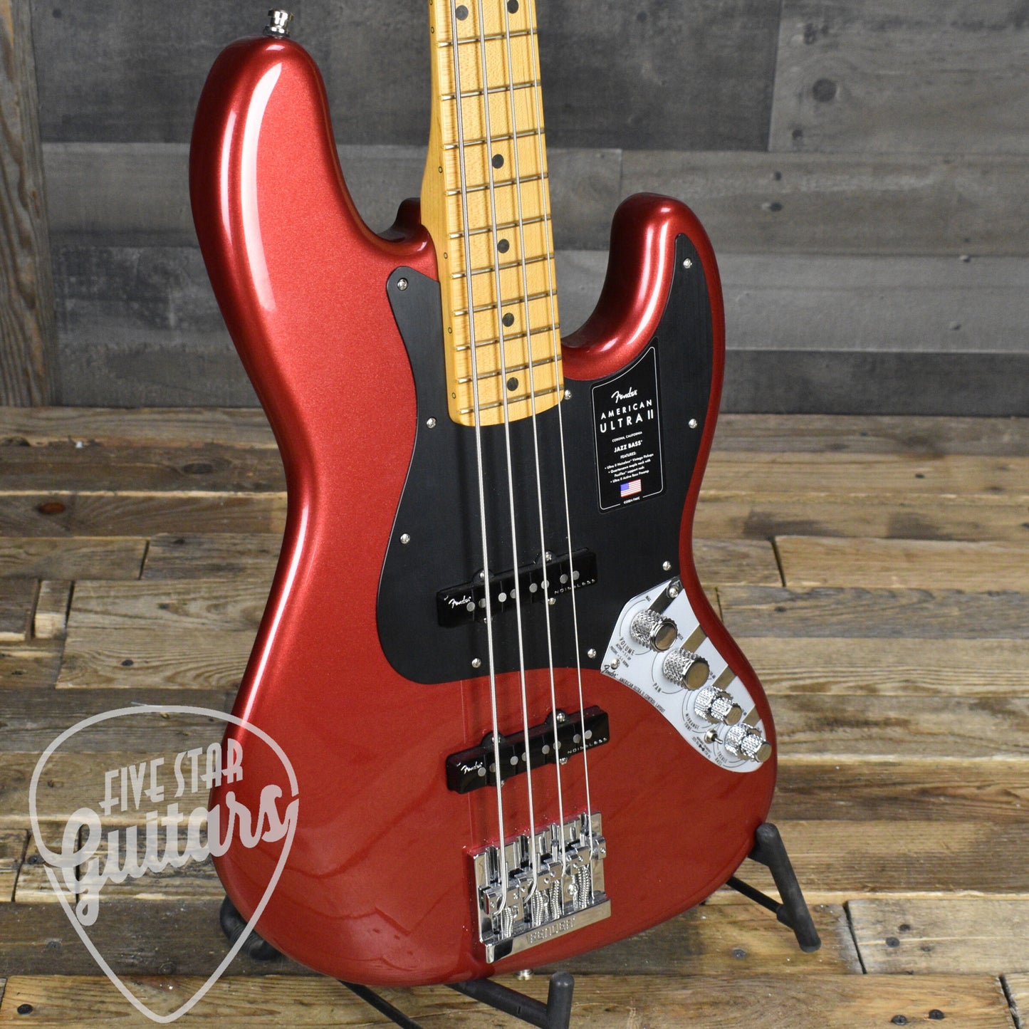 Pre-Owned Fender American Ultra II Jazz Bass Maple Fingerboard - Sinister Red with Deluxe Molded Case