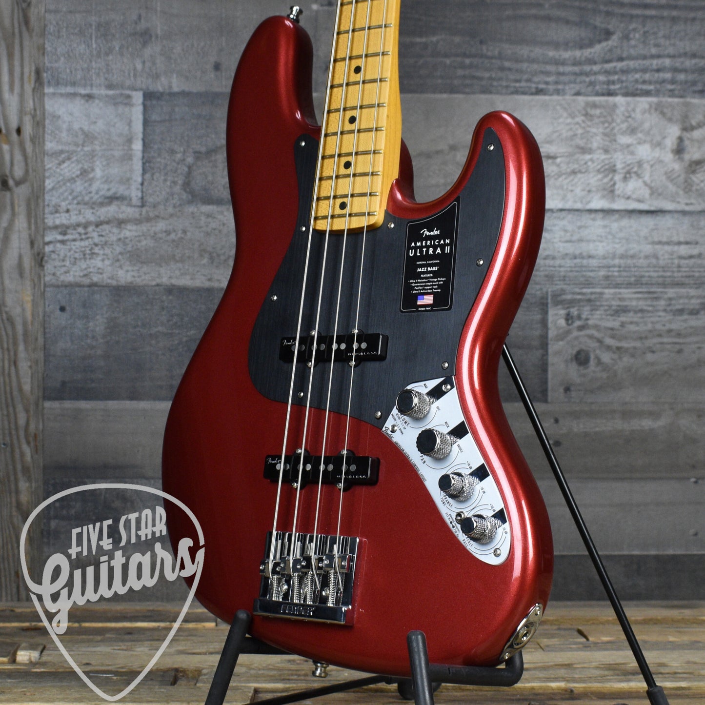 Pre-Owned Fender American Ultra II Jazz Bass Maple Fingerboard - Sinister Red with Deluxe Molded Case