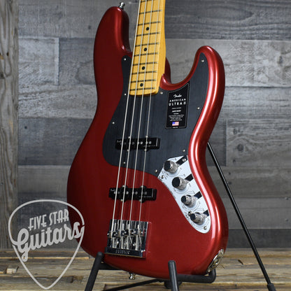 Pre-Owned Fender American Ultra II Jazz Bass Maple Fingerboard - Sinister Red with Deluxe Molded Case
