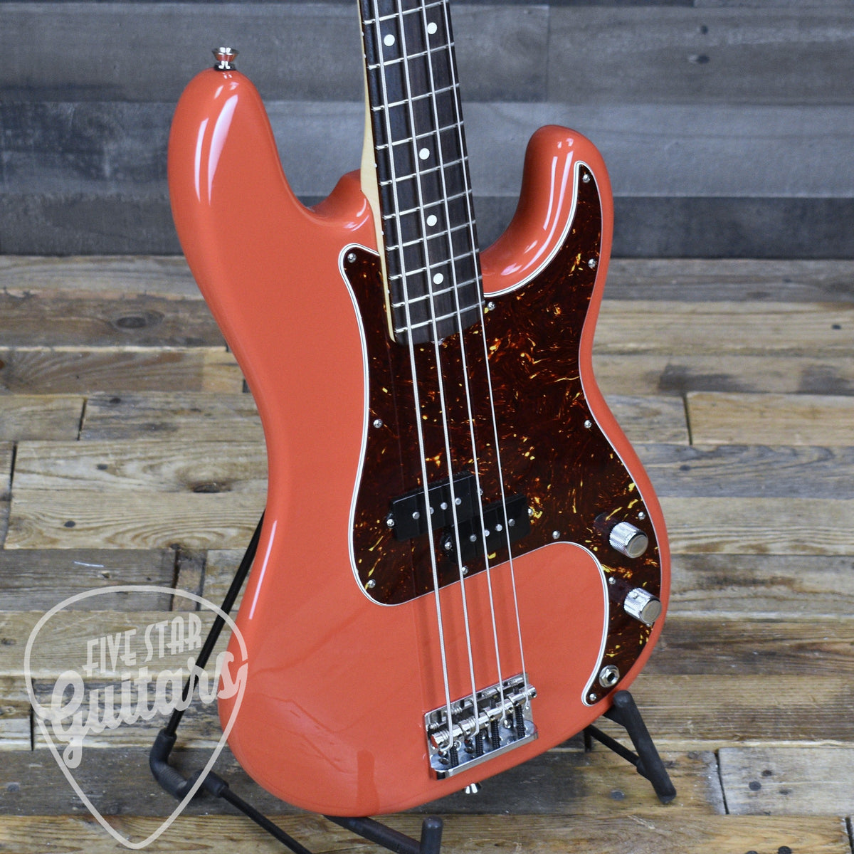 Pre-Owned Fender Mod Shop Precision Bass - Fiesta Red with Hard Shell Case