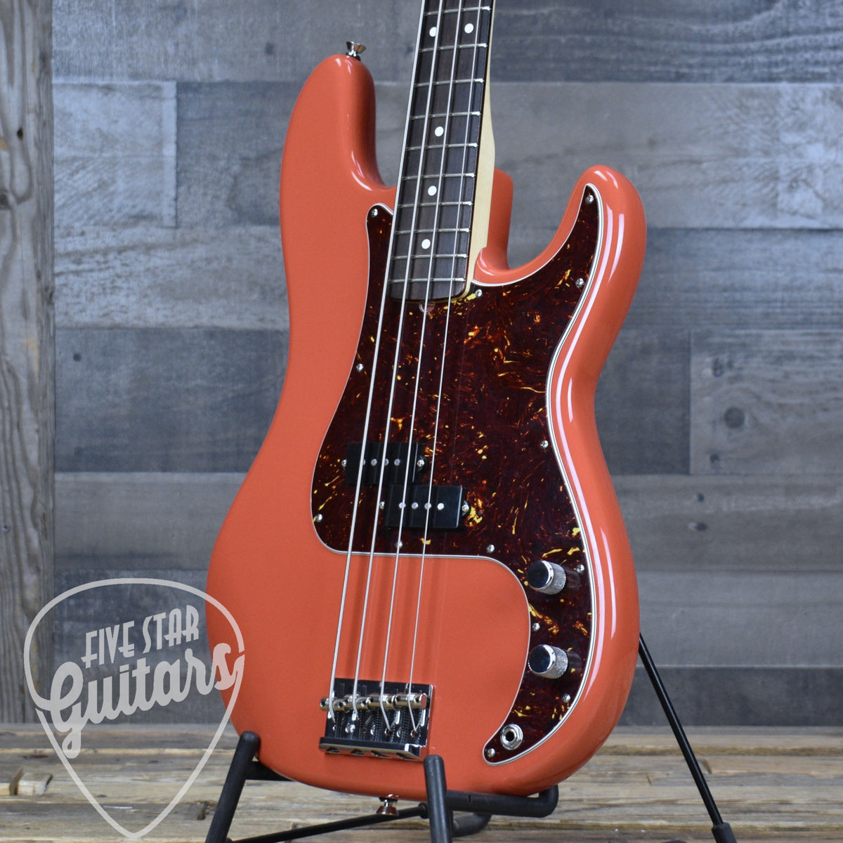 Pre-Owned Fender Mod Shop Precision Bass - Fiesta Red with Hard Shell Case
