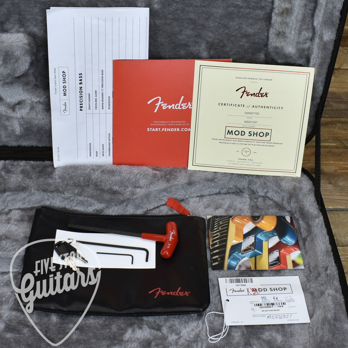Pre-Owned Fender Mod Shop Precision Bass - Fiesta Red with Hard Shell Case