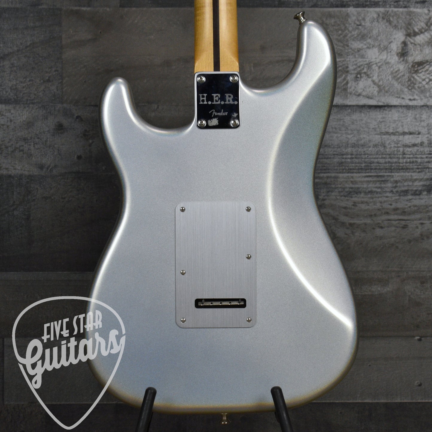 Pre-Owned Fender H.E.R Stratocaster Upgraded with Seymour Duncan Pickups and VegaTrem - Chrome Glow with Gigbag