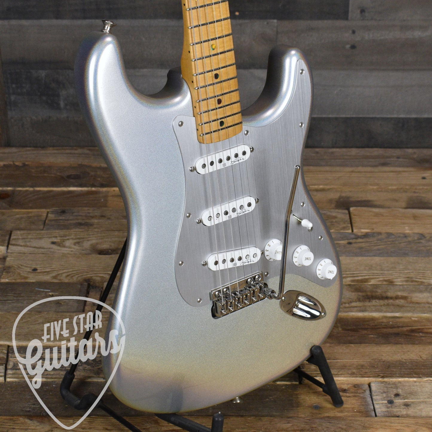 Pre-Owned Fender H.E.R Stratocaster Upgraded with Seymour Duncan Pickups and VegaTrem - Chrome Glow with Gigbag