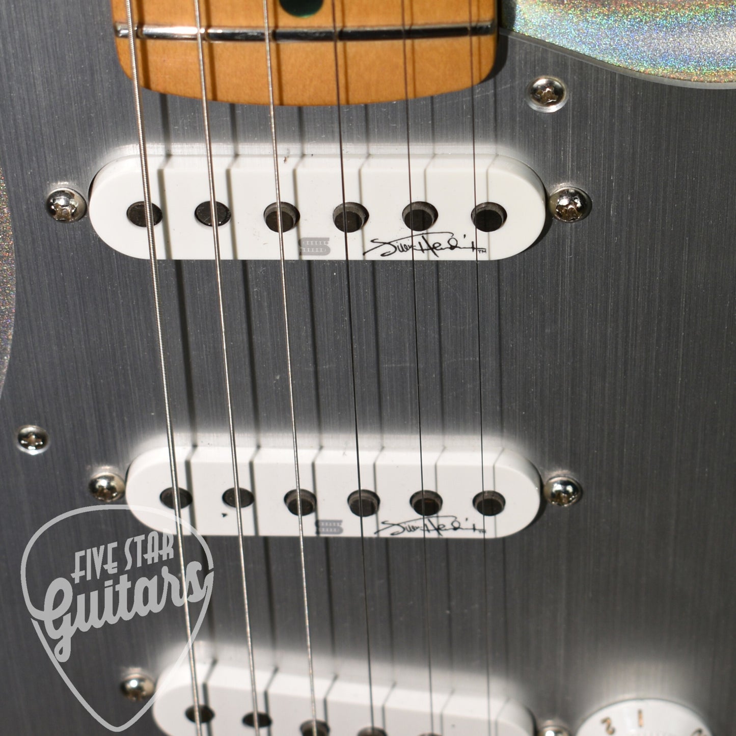 Pre-Owned Fender H.E.R Stratocaster Upgraded with Seymour Duncan Pickups and VegaTrem - Chrome Glow with Gigbag