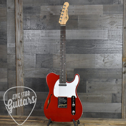 Pre-Owned G&L Tribute Series Limited Edition ASAT Classic Bluesboy Semi-hollow - Candy Apple Red with Hard Shell Case