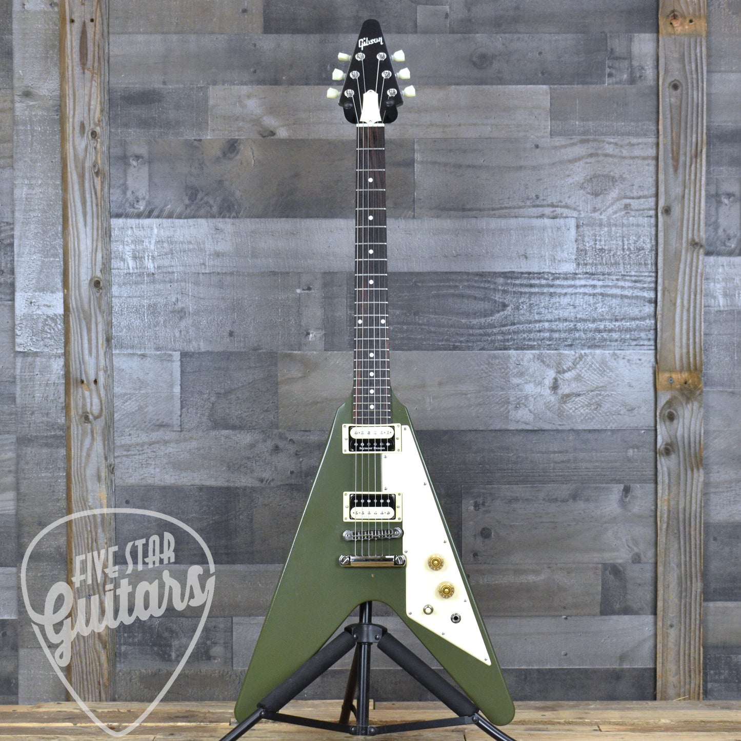 Pre-Owned Gibson Flying V Tribute - Satin Olive Drab with Hardshell Case