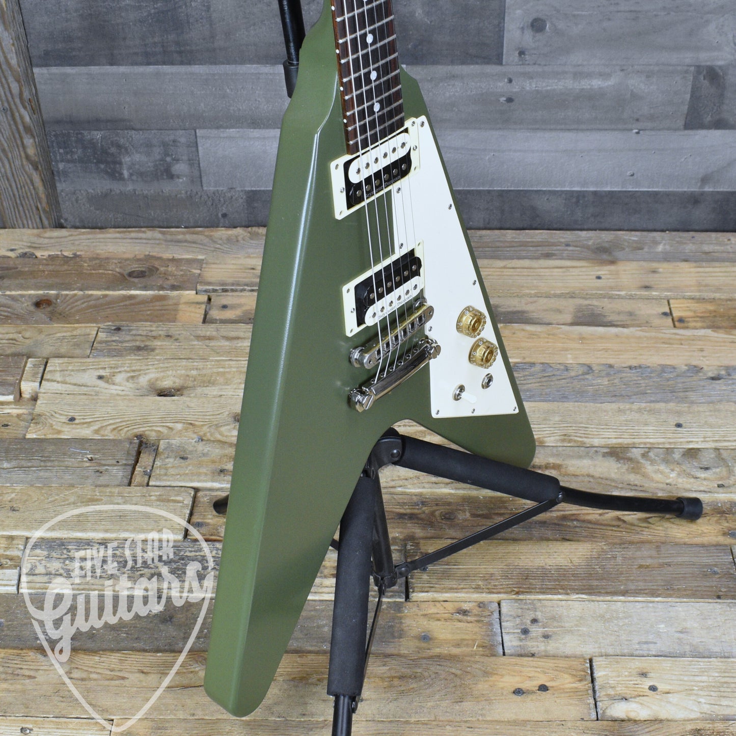 Pre-Owned Gibson Flying V Tribute - Satin Olive Drab with Hardshell Case