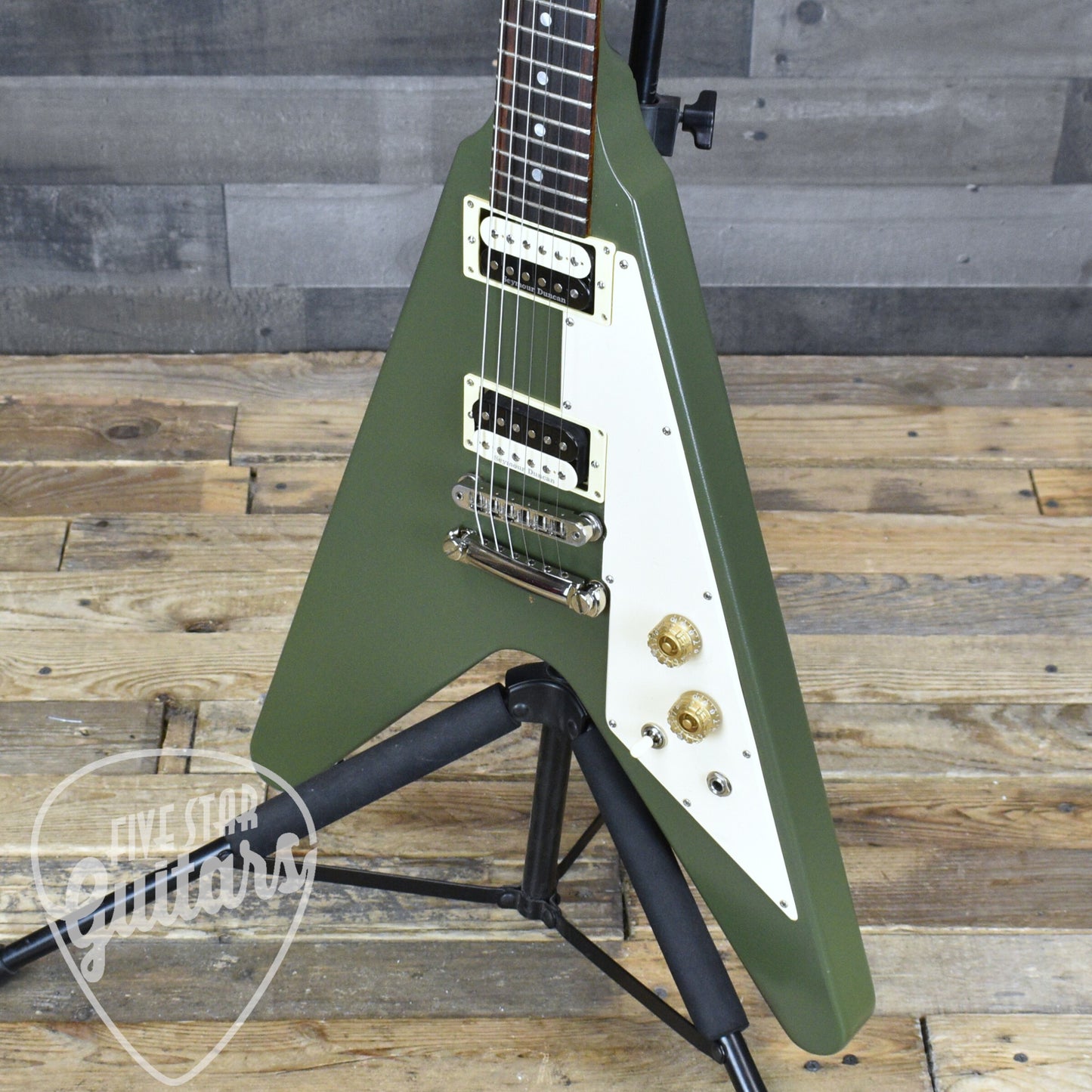 Pre-Owned Gibson Flying V Tribute - Satin Olive Drab with Hardshell Case