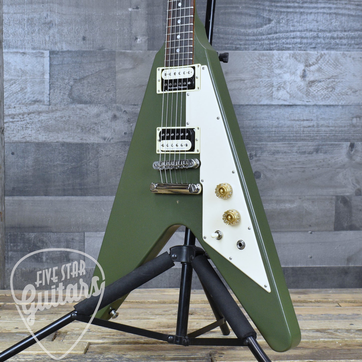 Pre-Owned Gibson Flying V Tribute - Satin Olive Drab with Hardshell Case