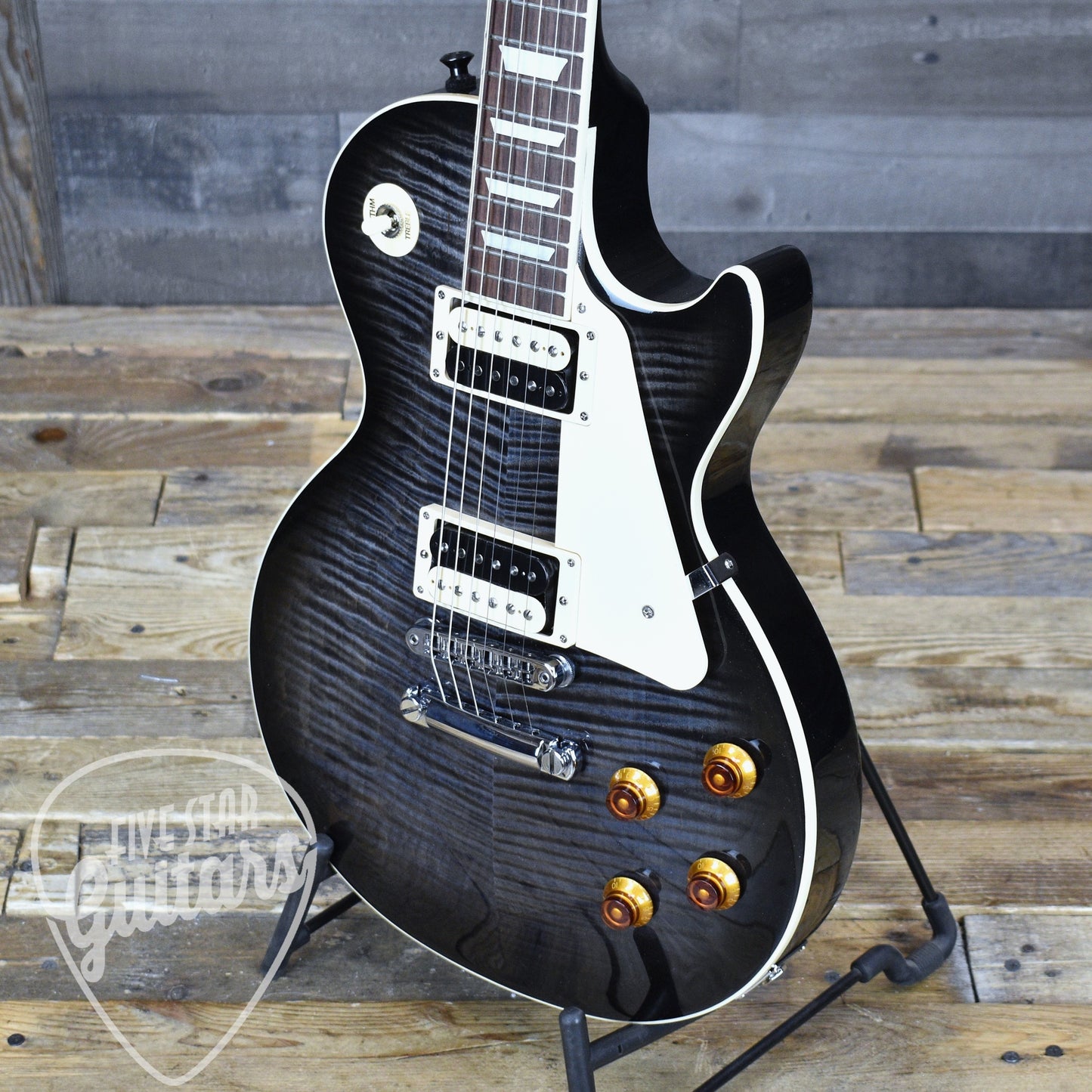 Pre-Owned Gibson Les Paul Traditional Pro V - Transparent Ebony Burst with Hardshell Case