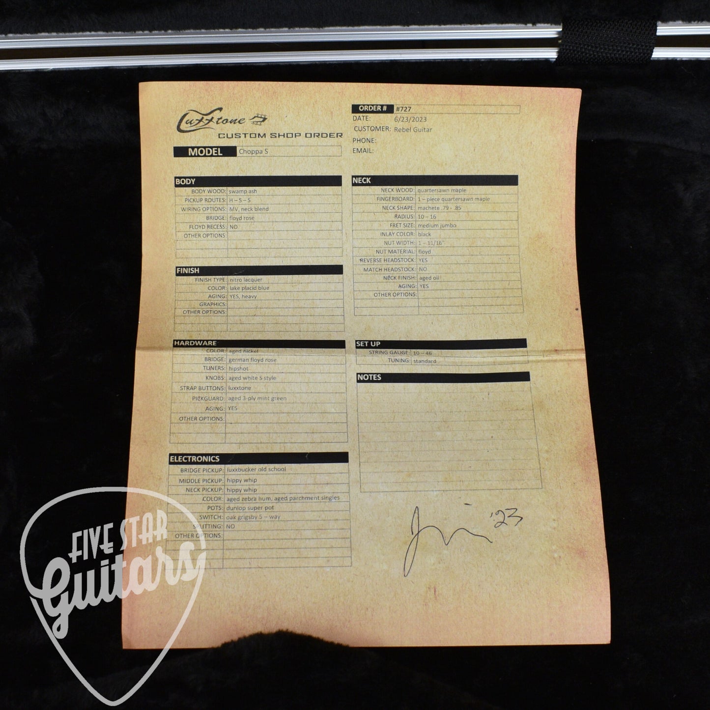 Pre-Owned Luxxtone Choppa S - Lake Placid Blue Heavy Relic, with Hardshell Case