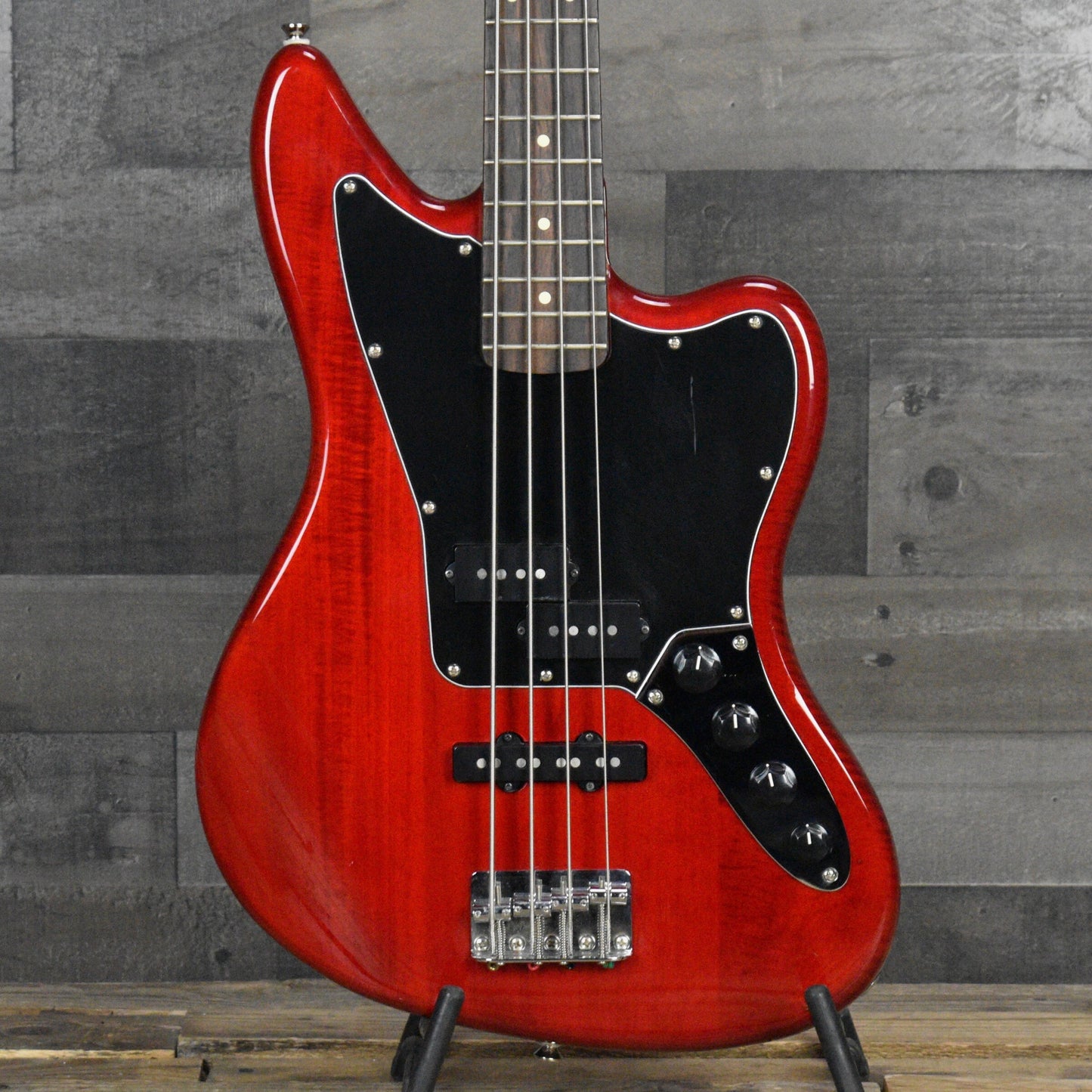 Pre-Owned Squier Vintage Modified Jaguar Bass - Crimson Red Trasparent