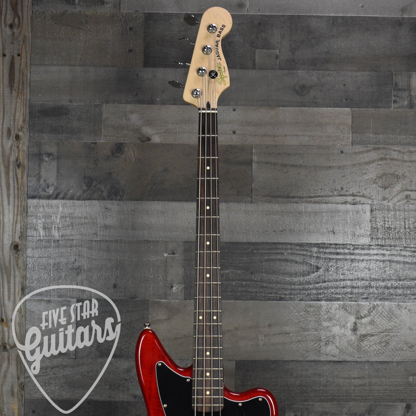 Pre-Owned Squier Vintage Modified Jaguar Bass - Crimson Red Trasparent