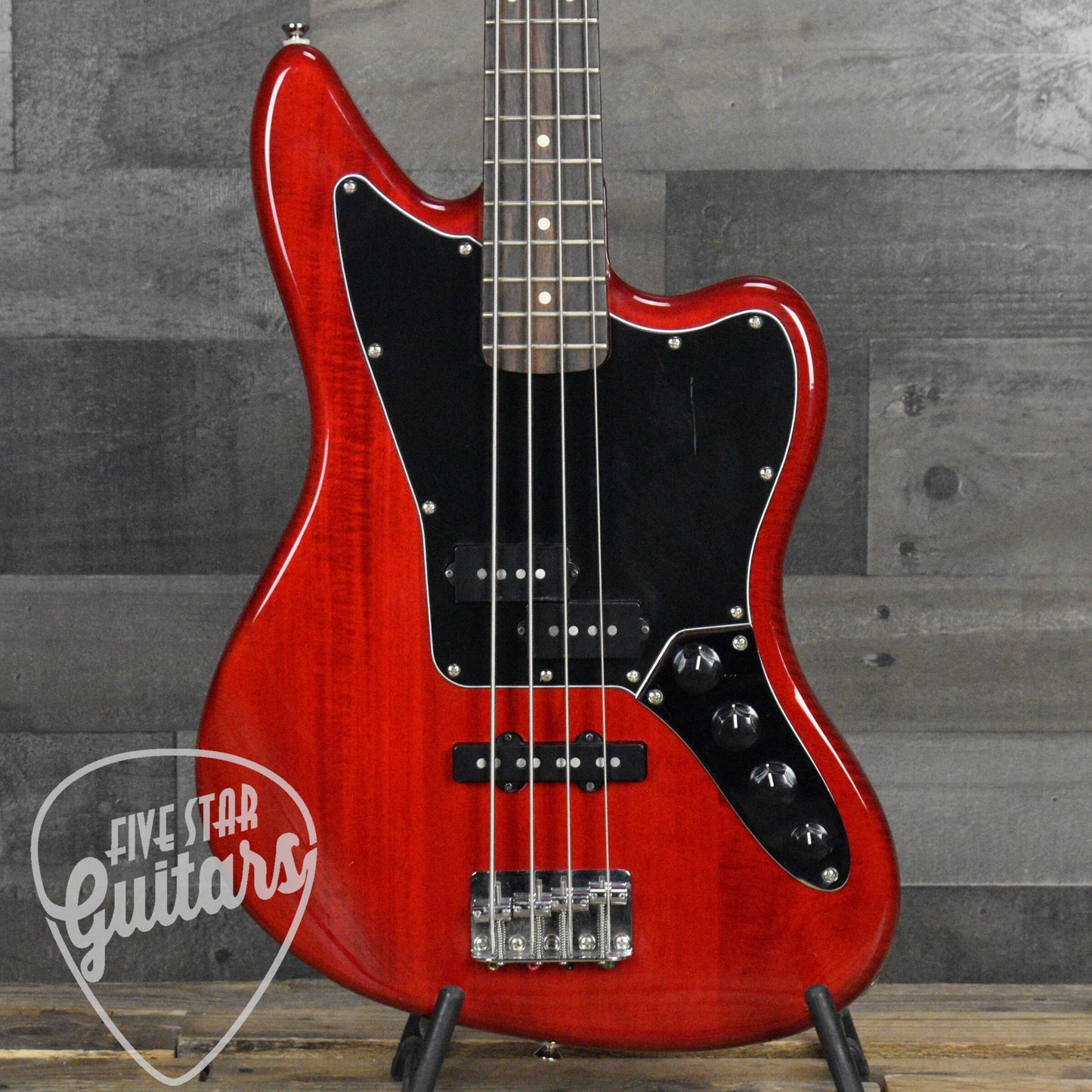 Pre-Owned Squier Vintage Modified Jaguar Bass - Crimson Red Trasparent