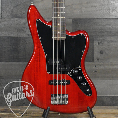 Pre-Owned Squier Vintage Modified Jaguar Bass - Crimson Red Trasparent
