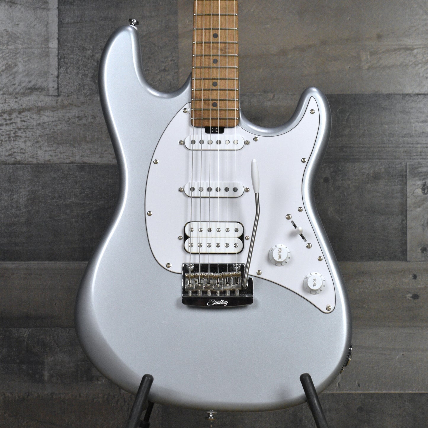 Pre-Owned Sterling by Music Man Cutlass - Firemist Silver with Hard Shell Case