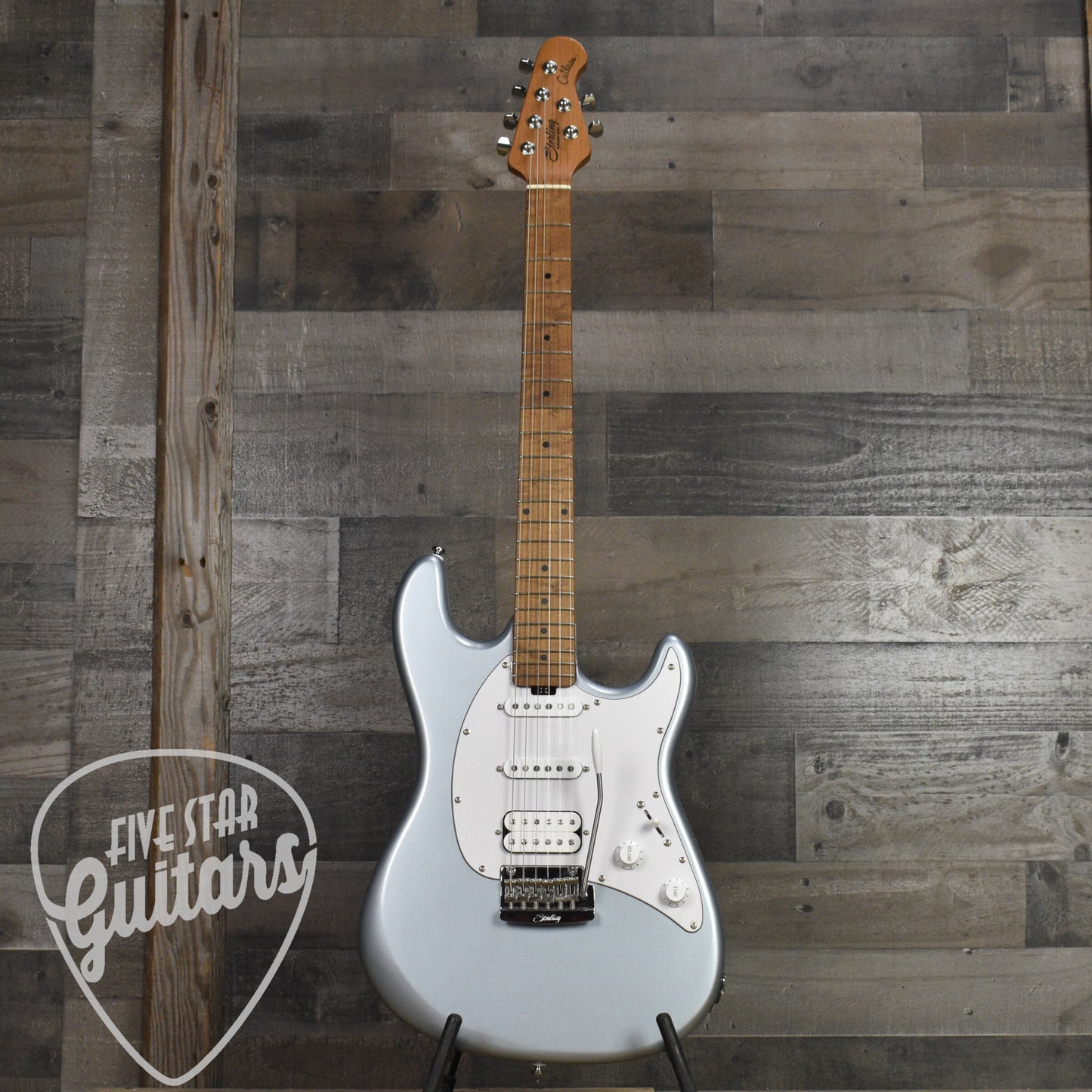 Pre-Owned Sterling by Music Man Cutlass - Firemist Silver with Hard Shell Case