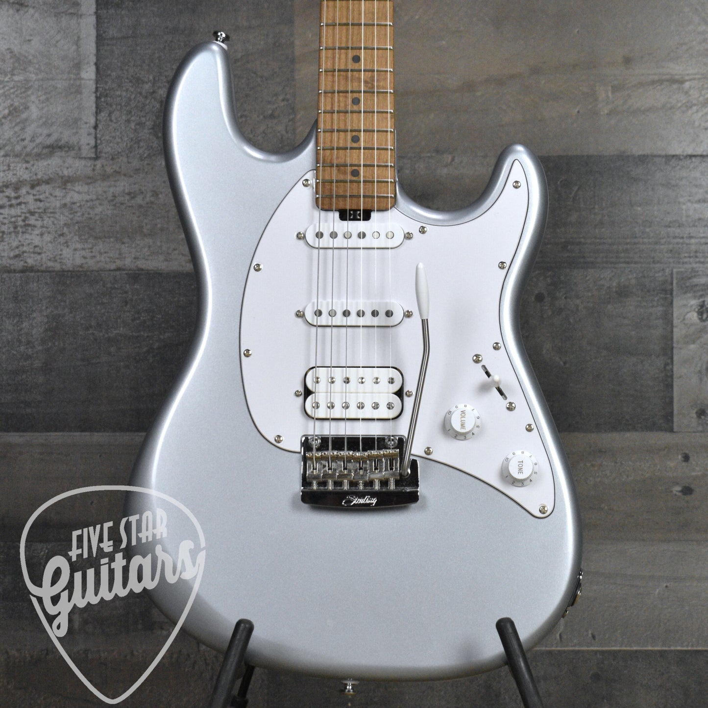 Pre-Owned Sterling by Music Man Cutlass - Firemist Silver with Hard Shell Case
