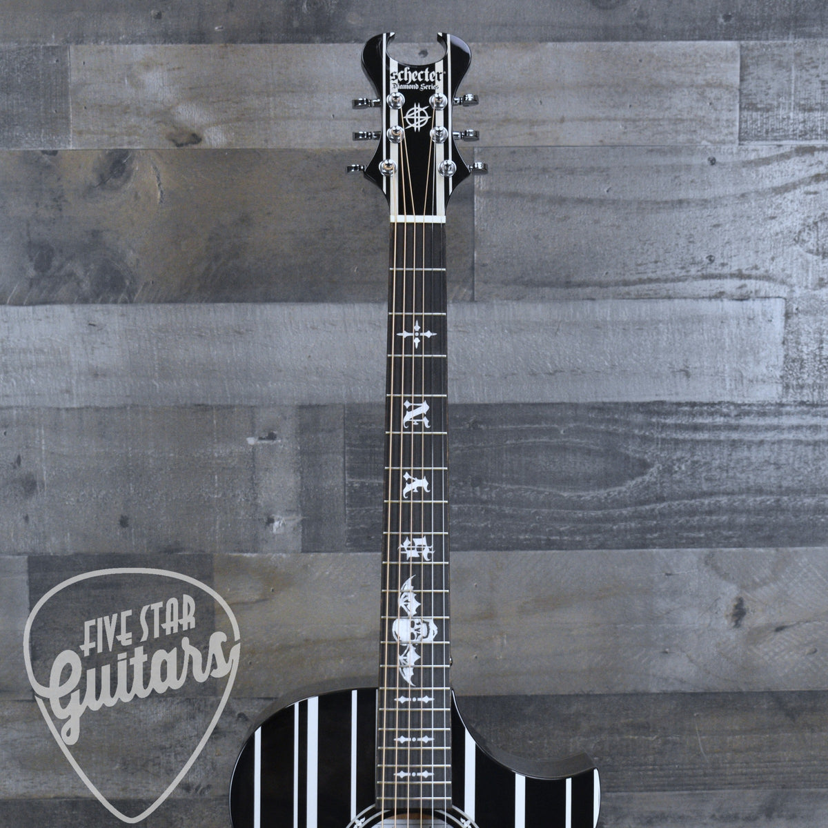 Schecter Synyster Gates Acoustic - Gloss Black with Silver Pinstripes