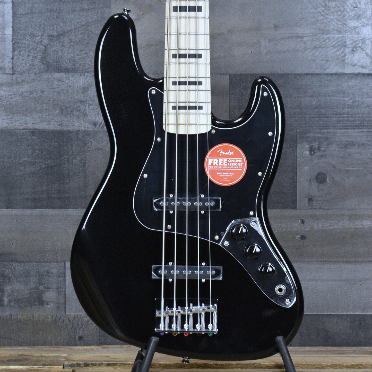 Squier Affinity Series Active Jazz Bass V Maple Fingerboard - Black Metallic