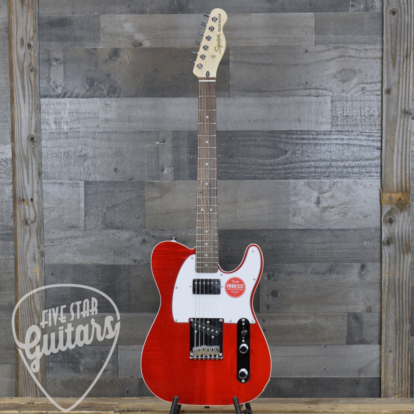 Squier Affinity Series Telecaster SH Flame Maple Top - Crimson Red Transparent