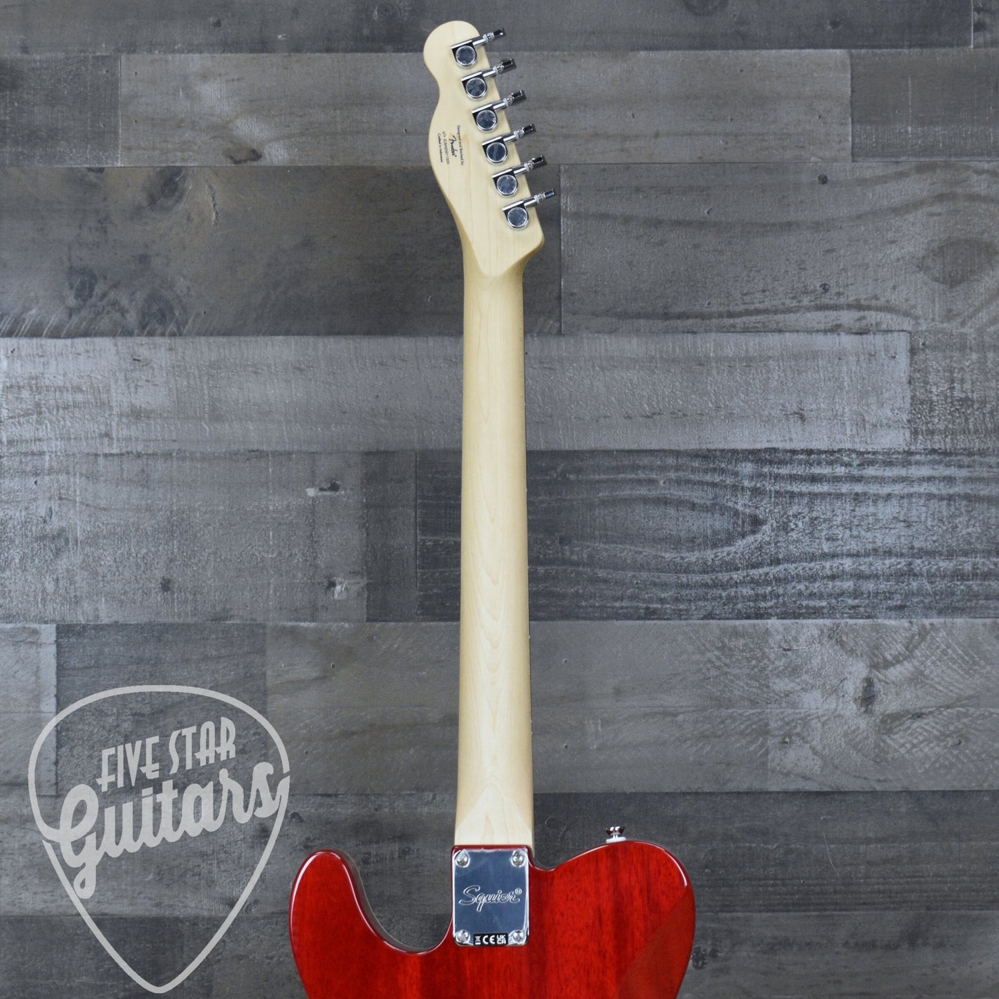 Squier Affinity Series Telecaster SH Flame Maple Top - Crimson Red Transparent