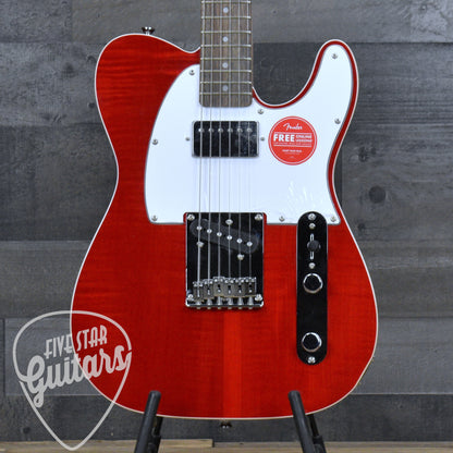 Squier Affinity Series Telecaster SH Flame Maple Top - Crimson Red Transparent