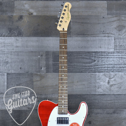 Squier Affinity Series Telecaster SH Flame Maple Top - Crimson Red Transparent