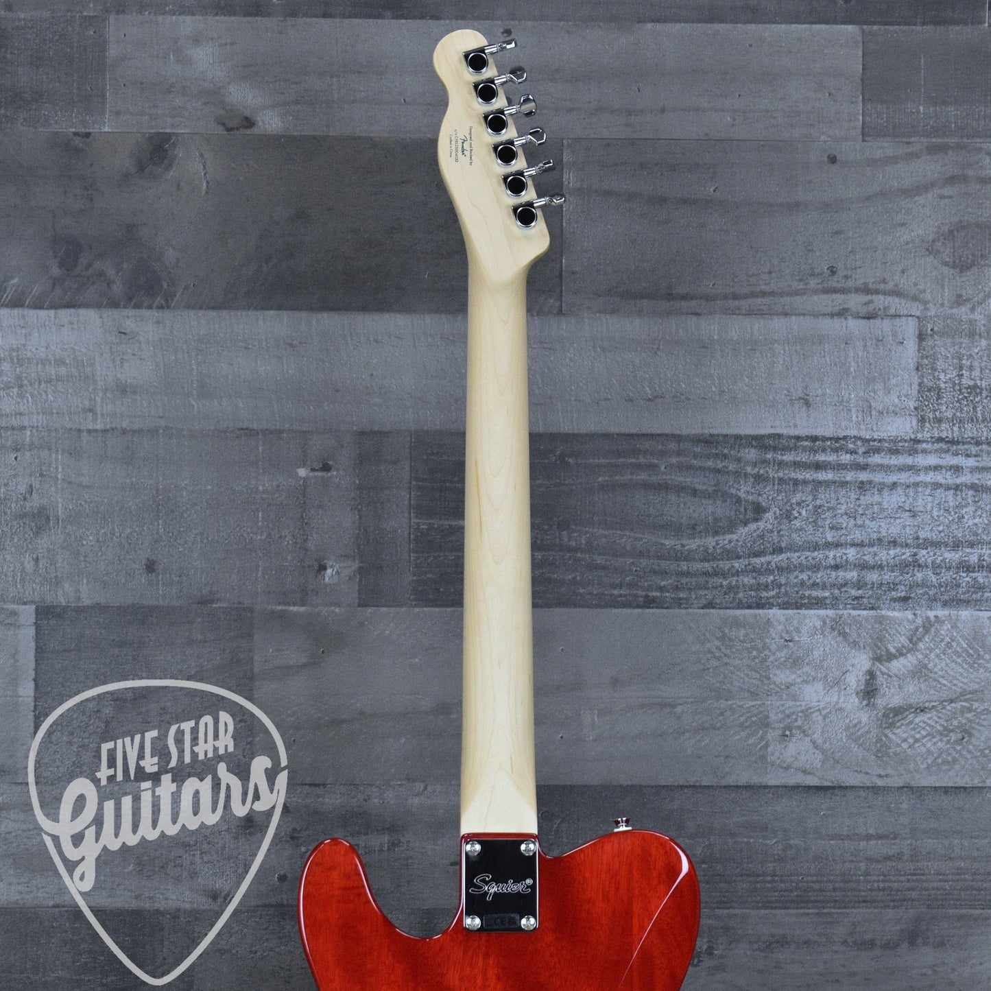Squier Affinity Series Telecaster SH Flame Maple Top - Crimson Red Transparent