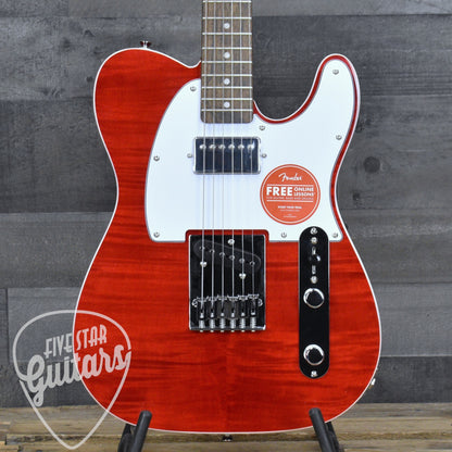 Squier Affinity Series Telecaster SH Flame Maple Top - Crimson Red Transparent