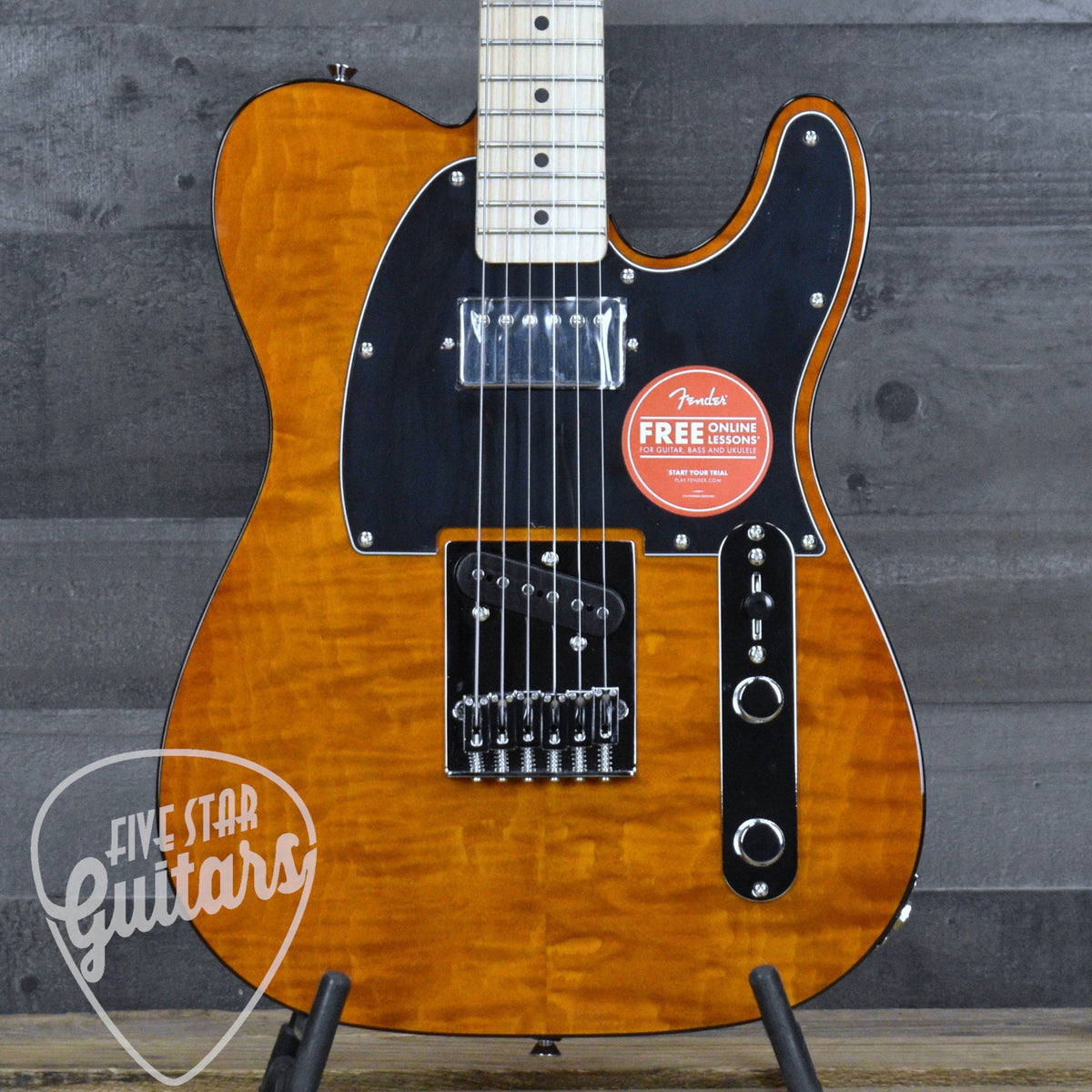 Squier Affinity Series Telecaster SH Flame Maple Top - Mocha